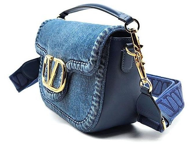 Valentino Tote e borsa a tracolla in denim con logo Blu - vista 2