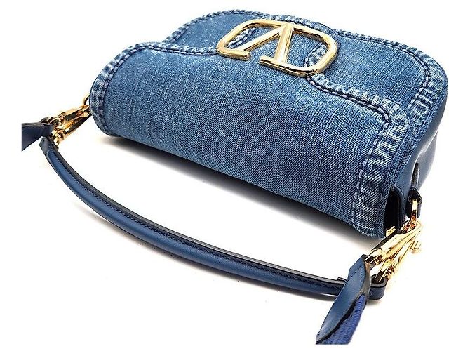 Valentino Tote e borsa a tracolla in denim con logo Blu - vista 6