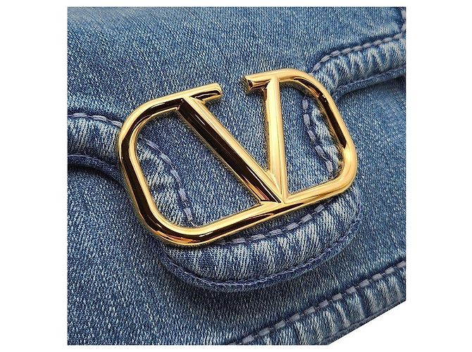 Valentino Tote e borsa a tracolla in denim con logo Blu - vista 8