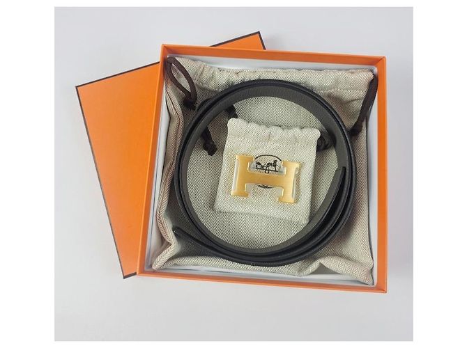 Hermès Reversible Leather Belt with Gold Buckle for Men Bleu Marine - view 12