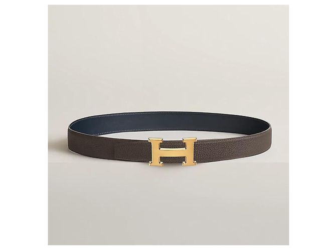 Hermès Reversible Leather Belt with Gold Buckle for Men Bleu Marine - view 3