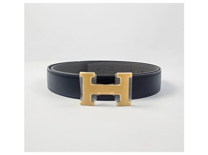 Hermès Reversible Leather Belt with Gold Buckle for Men Bleu Marine - view 5
