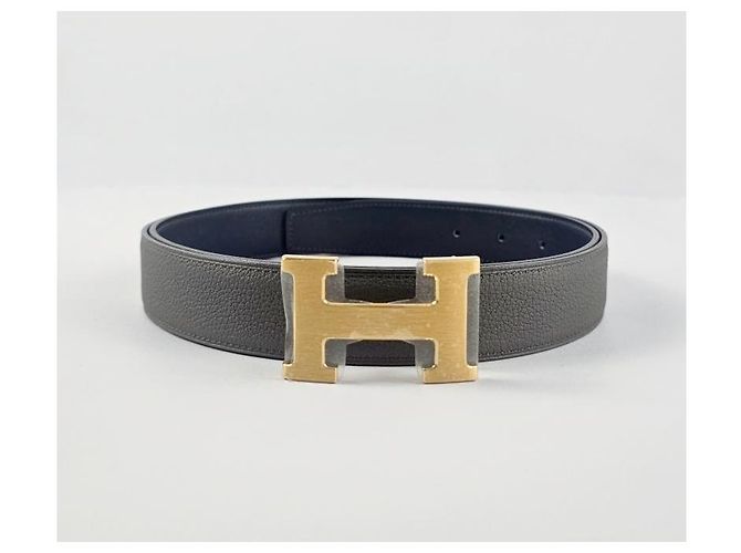Hermès Reversible Leather Belt with Gold Buckle for Men Bleu Marine - view 6