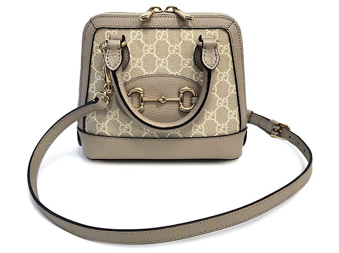 Gucci Beige GG Supreme Mini Top Handle Crossbody Bag mit Horsebit Braun - Ansicht 10
