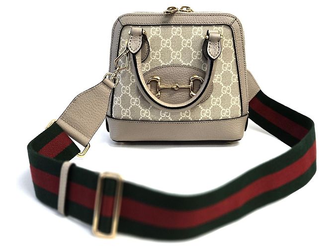 Gucci Beige GG Supreme Mini Top Handle Crossbody Bag mit Horsebit Braun - Ansicht 15