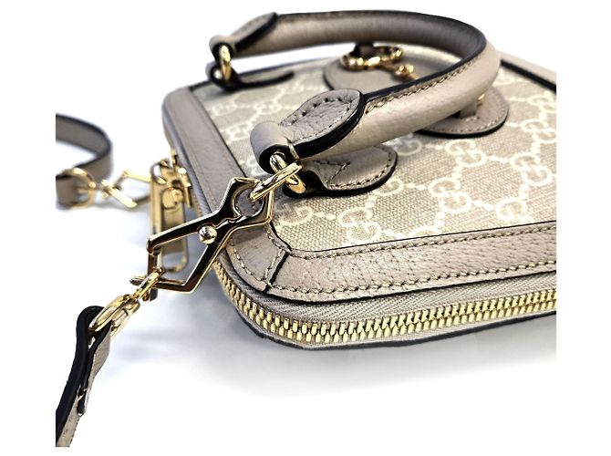 Gucci Beige GG Supreme Mini Top Handle Crossbody Bag mit Horsebit Braun - Ansicht 3