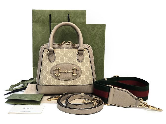 Gucci Beige GG Supreme Mini Top Handle Crossbody Bag mit Horsebit Braun - Ansicht 9