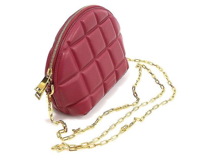 Bottega Veneta Bolsa de ombro meia-lua com corrente Amaranto Burgundy em couro Napa acolchoado Vermelho - vista 2