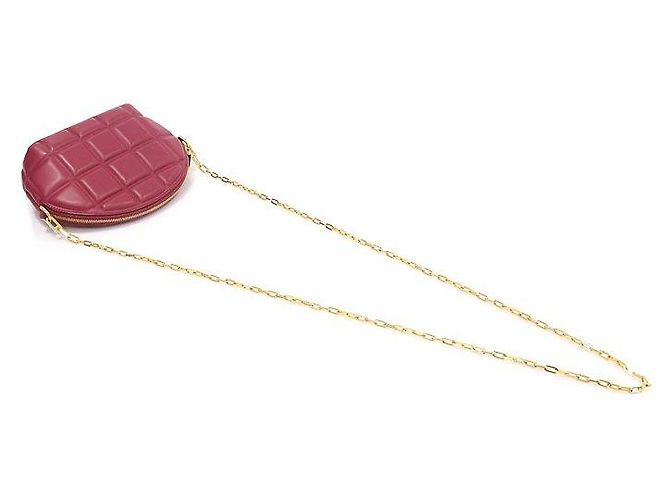 Bottega Veneta Bolsa de ombro meia-lua com corrente Amaranto Burgundy em couro Napa acolchoado Vermelho - vista 3