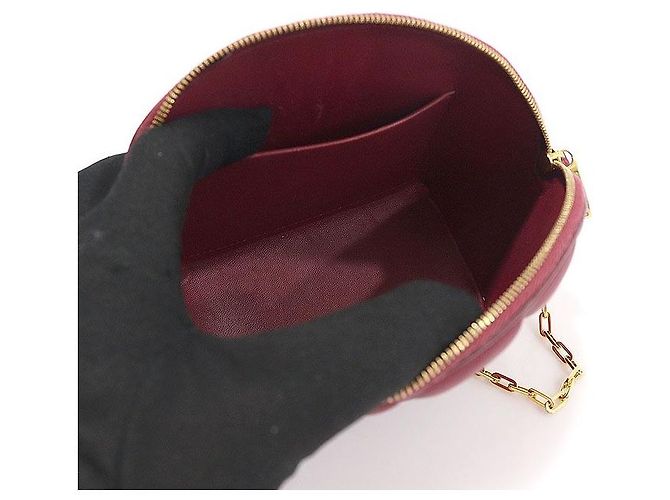 Bottega Veneta Bolsa de ombro meia-lua com corrente Amaranto Burgundy em couro Napa acolchoado Vermelho - vista 5