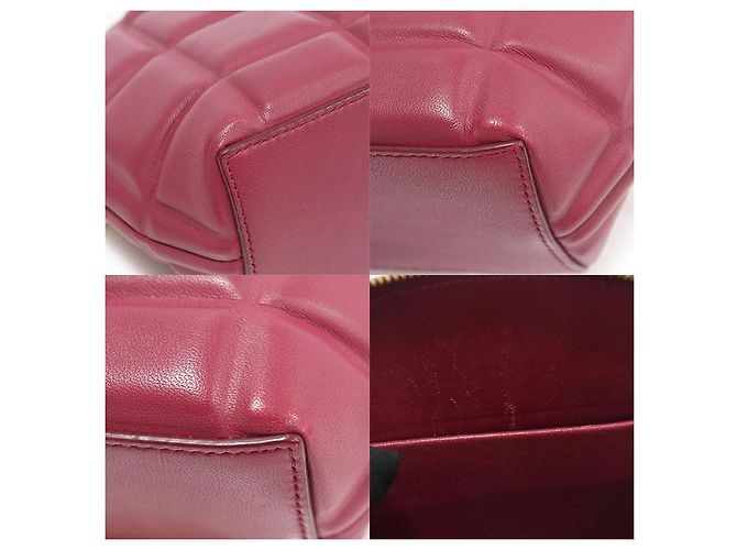 Bottega Veneta Bolsa de ombro meia-lua com corrente Amaranto Burgundy em couro Napa acolchoado Vermelho - vista 6