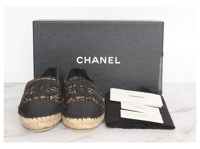 Chanel Mule espadrille in tweed slip-on Nero - vista 2