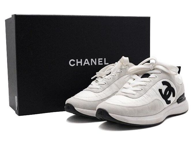 Chanel White Suede Nylon Women's Sneakers - view 10