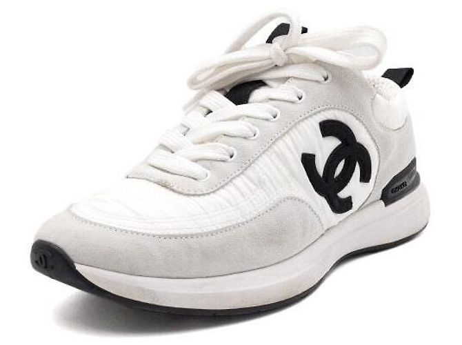 Chanel White Suede Nylon Women's Sneakers - view 2