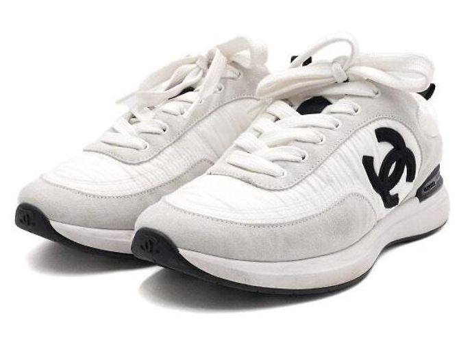 Chanel White Suede Nylon Women's Sneakers - view 3