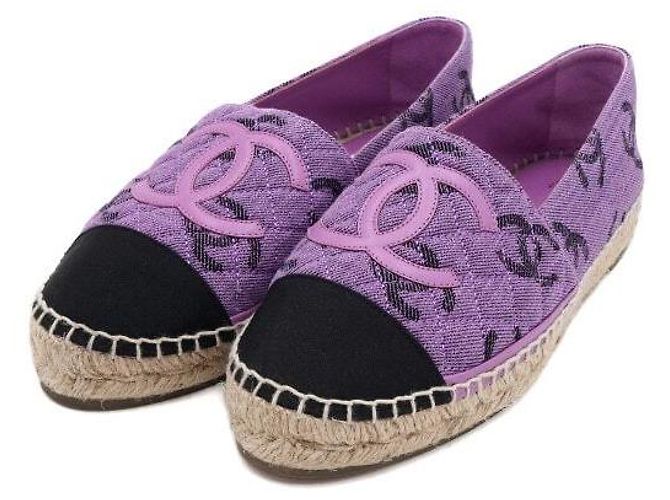Chanel Espadrilles viola in jacquard di cotone e grosgrain da donna - vista 3