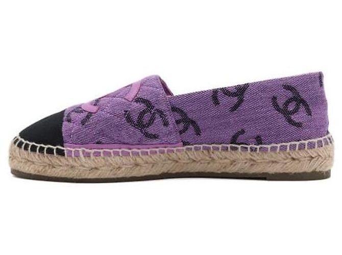 Chanel Espadrilles viola in jacquard di cotone e grosgrain da donna - vista 4
