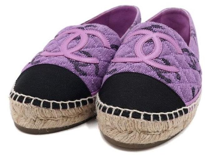 Chanel Espadrilles viola in jacquard di cotone e grosgrain da donna - vista 5