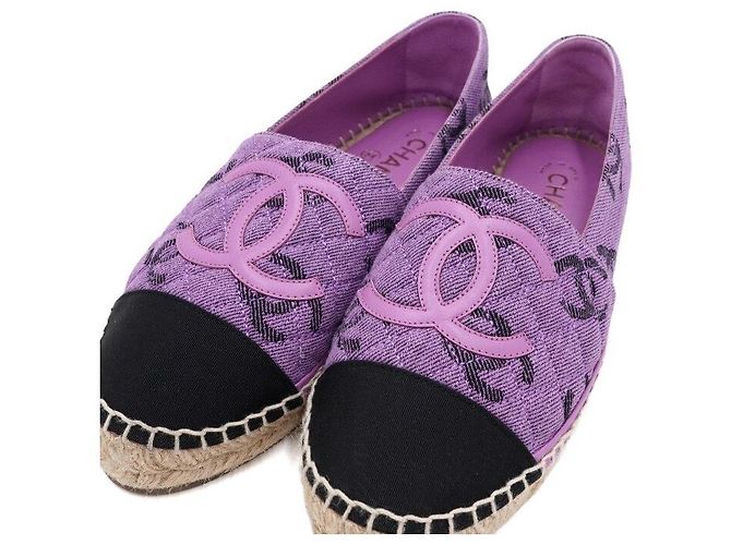 Chanel Espadrilles viola in jacquard di cotone e grosgrain da donna - vista 6