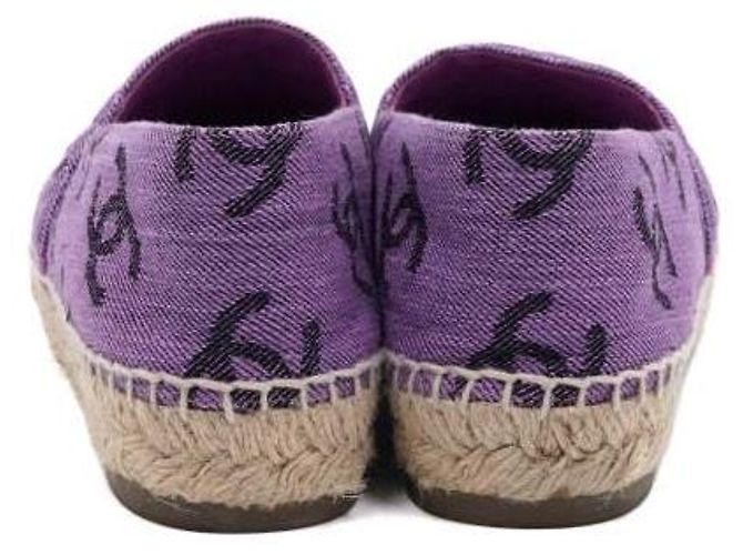 Chanel Espadrilles viola in jacquard di cotone e grosgrain da donna - vista 7