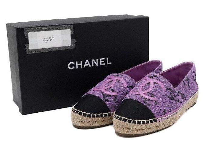 Chanel Espadrilles viola in jacquard di cotone e grosgrain da donna - vista 8