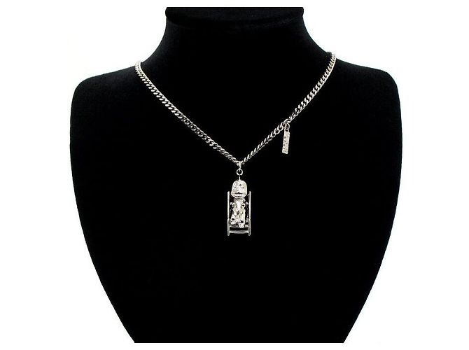 Dior Collana con pendente unisex in ottone con finitura argentata Workshop - vista 2