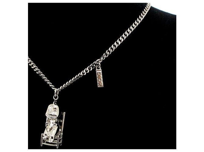 Dior Collana con pendente unisex in ottone con finitura argentata Workshop - vista 5
