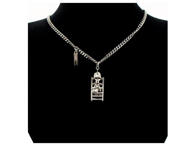 Dior Collana con pendente unisex in ottone con finitura argentata Workshop - vista 6