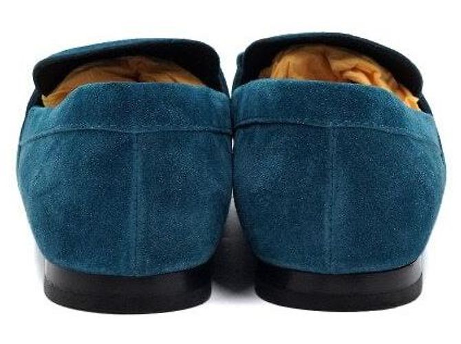 Tod's Mocassini in scamosciato blu con doppio logo argento - vista 6