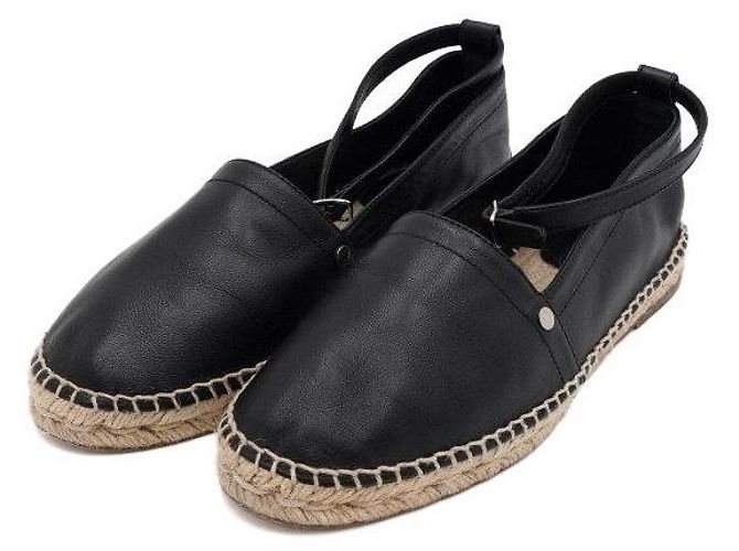 Hermès Sneaker espadrille Malaga in pelle nera da donna Nero - vista 3