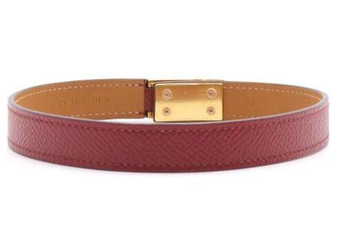 Hermès Bracciale Drag Double Tour con Logo Gold e Doppia Fascia Rosso - vista 4