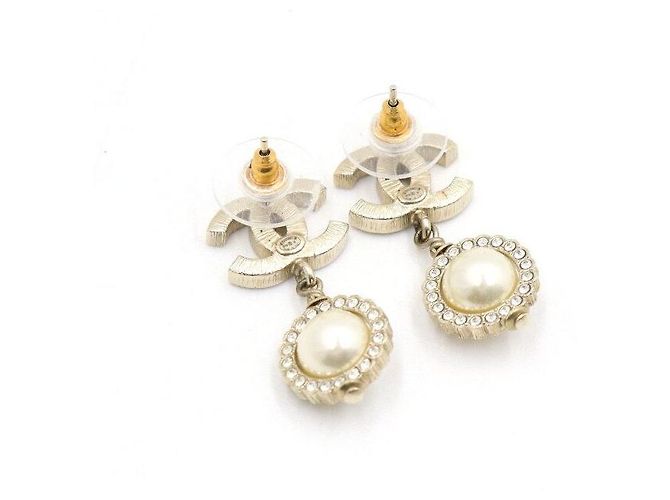 Chanel Orecchini Gold CC Crystal Pearl Drop Multicolore - vista 3