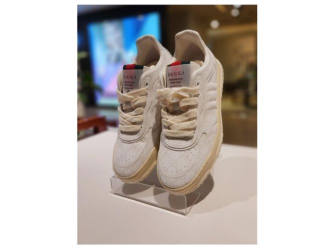 Gucci Weiße Canvas-Sneaker Größe New Mehrfarben - Ansicht 4