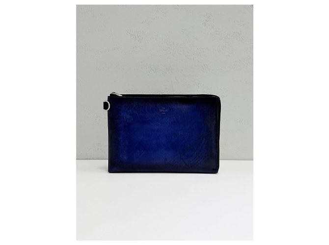 Berluti Clutch Scrito GM Steel Blue - vista 2