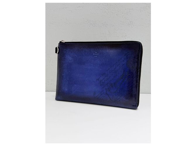 Berluti Clutch Scrito GM Steel Blue - vista 5