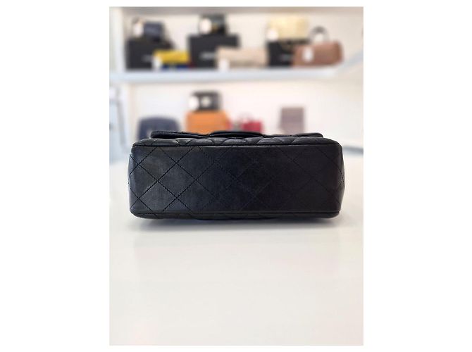 Chanel Borsa a Spalla Classic Lambskin New Mini Silver Leather Nera Nero - vista 7