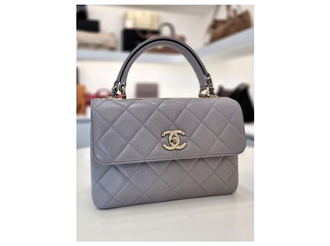 Chanel Borsa a Spalla Trendy CC Small Gold Chain Grigio Chiaro Marrone - vista 5