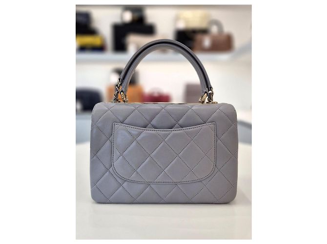 Chanel Borsa a Spalla Trendy CC Small Gold Chain Grigio Chiaro Marrone - vista 6