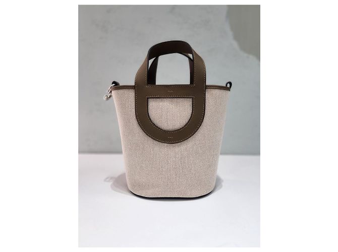 Hermès Borsa Tote In The Loop Canvas Swift Silver Tote Bag Years Unused Multicolore - vista 5
