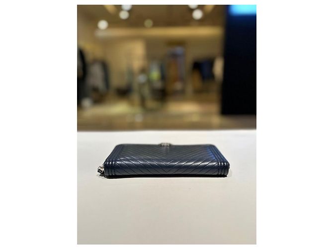 Chanel Langer Geldbeutel aus Chevron-Lammleder Blue Series Blau - Ansicht 5