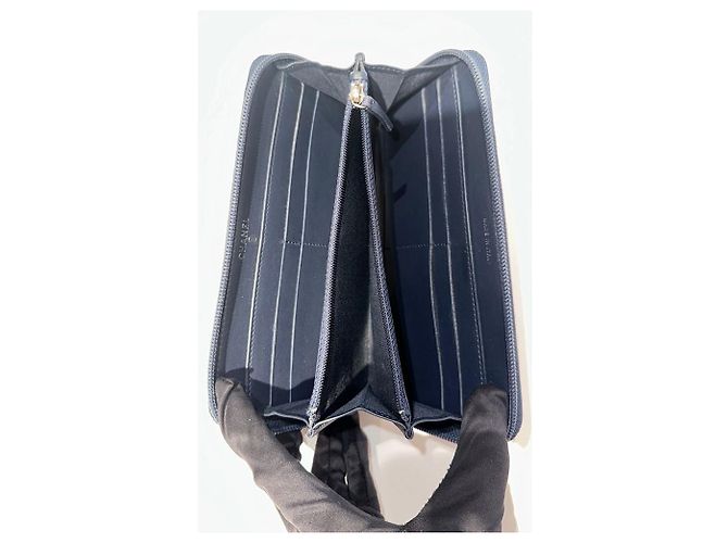 Chanel Langer Geldbeutel aus Chevron-Lammleder Blue Series Blau - Ansicht 6