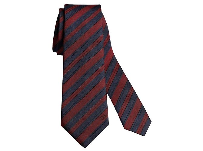 Dior Corbata de seda a rayas para hombre Navy Blue Red Azul - Ansicht 2