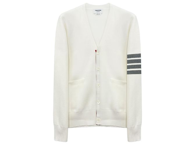 Thom Browne Diagonal Armband Milano Cardigan Weiß - Ansicht 6