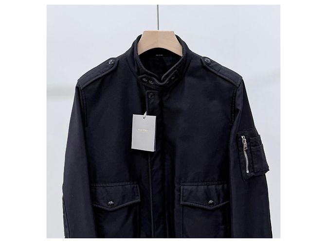 Tom Ford Giacca Blouson in Cotone Blu Navy Scuro - vista 2