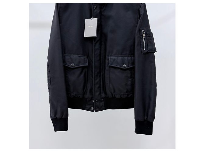 Tom Ford Giacca Blouson in Cotone Blu Navy Scuro - vista 3