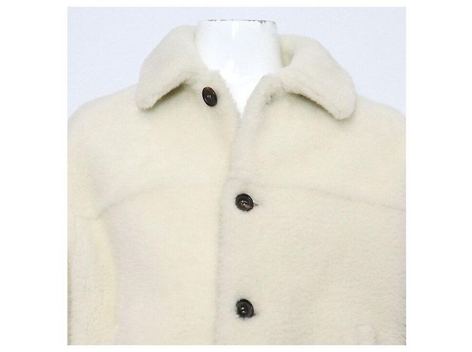 Prada Giacca Mustang in pelle e shearling da uomo Bianco - vista 2