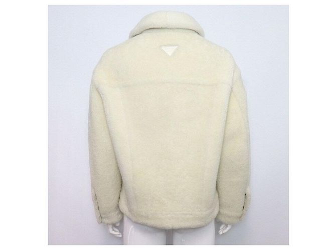 Prada Giacca Mustang in pelle e shearling da uomo Bianco - vista 4