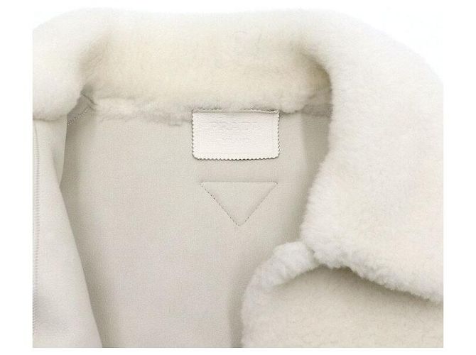 Prada Giacca Mustang in pelle e shearling da uomo Bianco - vista 5