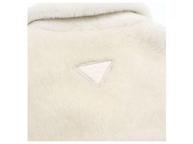 Prada Giacca Mustang in pelle e shearling da uomo Bianco - vista 7