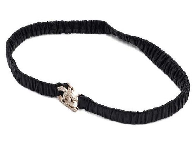 Chanel Schwarzer elastischer Kristallgürtel mit Gold für Damen - Ansicht 2